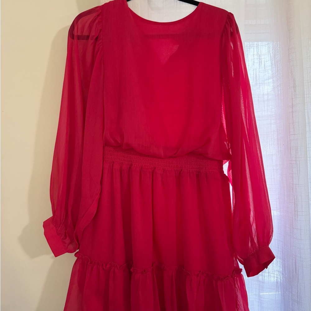 Chic Long Sleeve Pink Dress